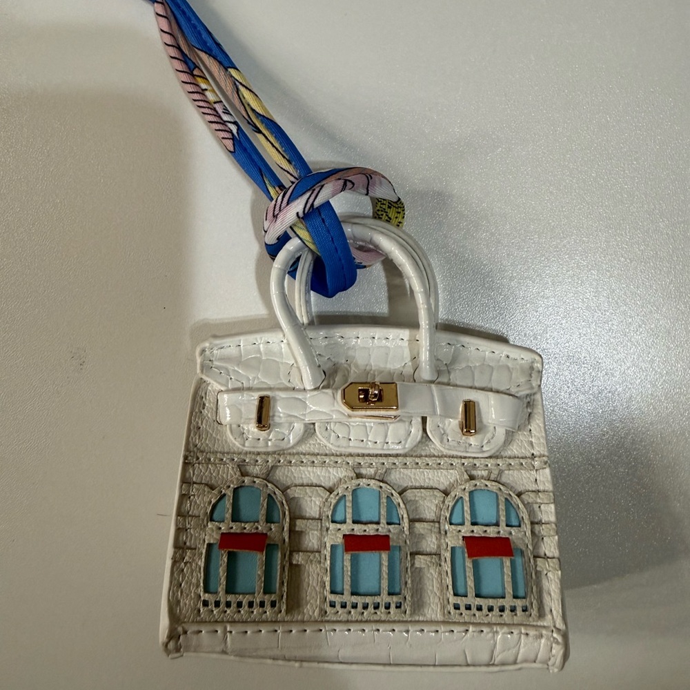 H Birkin White Window-Detail Mini Bag Charm